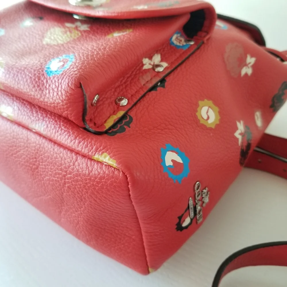 Coach Charlie Floral Leather Mini Backpack Rucksack - Picture 8 of 14